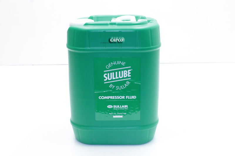 Image of 5-gallons of genuine Sullair Sullube compressor fluid in a green container.|250022-669 Sullube Pallet full of oil 250022-669 Genuine Part by SULLAIR (R) LUBRICANT, SULLUBE 5GAL. - Image 1