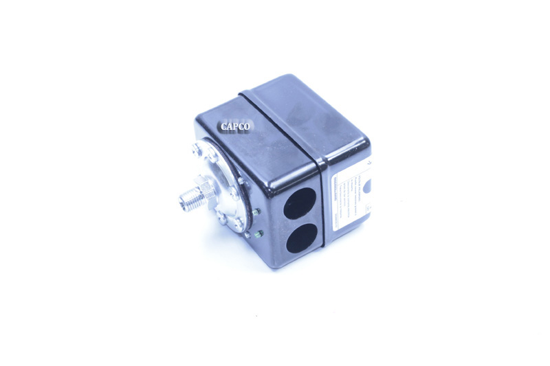 Image of a metal OEM pressure switch for Ingersoll Rand compressors pictured at an angle. 54588124 Ingersoll Rand (OEM) SWITCH, PRESSURE NEMA-1 FURNAS 69HA109779U - Image 1