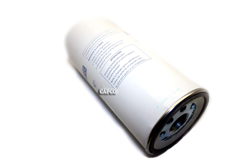 Image of a separator element for Chicago Pneumatic compressors with a white exterior that has instructions listed in blue text. 6221-3724-00 Replacement Chicago Pneumatic Separator - Image 1
