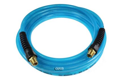 PFE40504T Flexeel Hose, 1/4" x 50', 1/4" MPT Reusable Strain Relief Fittings, Transparent Blue