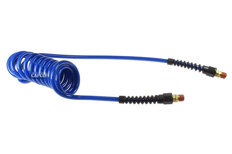 PU14-15B-B Flexcoil PU14-15B-B Flexcoil, 1/4" x 15', 1/4" NPT Swivel Strain Relief Fittings, Blue - Image 1